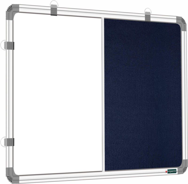 YAJNAS 1.5X2 Feet Premium Combination Board (Non-Magnetic Whiteboard With Blue Pin-Up/ Bulletin Board /Notice Board) For Home, Office & School Use. Heavy-Duty Aluminium Frame (Pack Of 1 Combination Board)| Colour - Blue Notice Board  (60 cm 45 cm)