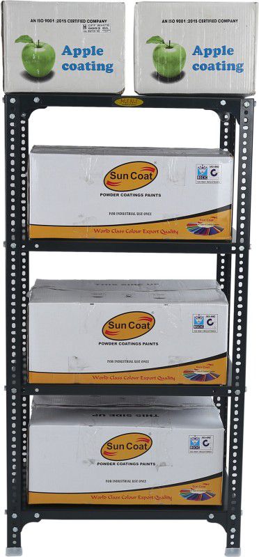 Mil-Nil Prime CRC Sheet 48X30X15 Inch Multipurpose Storage, Adjustable Shelf, Slotted Angle Rack With 4 Shelves 24 Gauge_Grey Luggage Rack