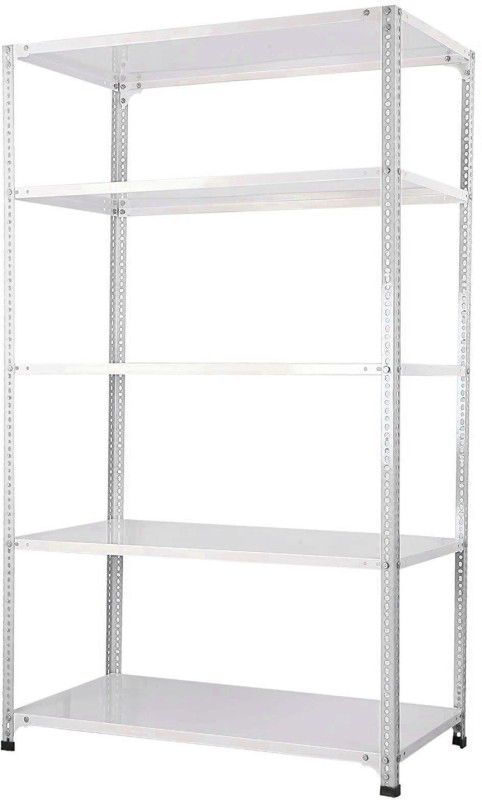 Spacious Slotted Angle Rack CRC Sheet 5 Shelves Multipurpose High Grade Powder Coating Storage Racks - Color: White | Dimensions: (Size_18X36X59