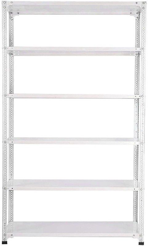Spacious Slotted Angle Rack CRC Sheet 6 Shelves Multipurpose High Grade Powder Coating Storage Racks - Color: White | Dimensions: (Size_18X36X87