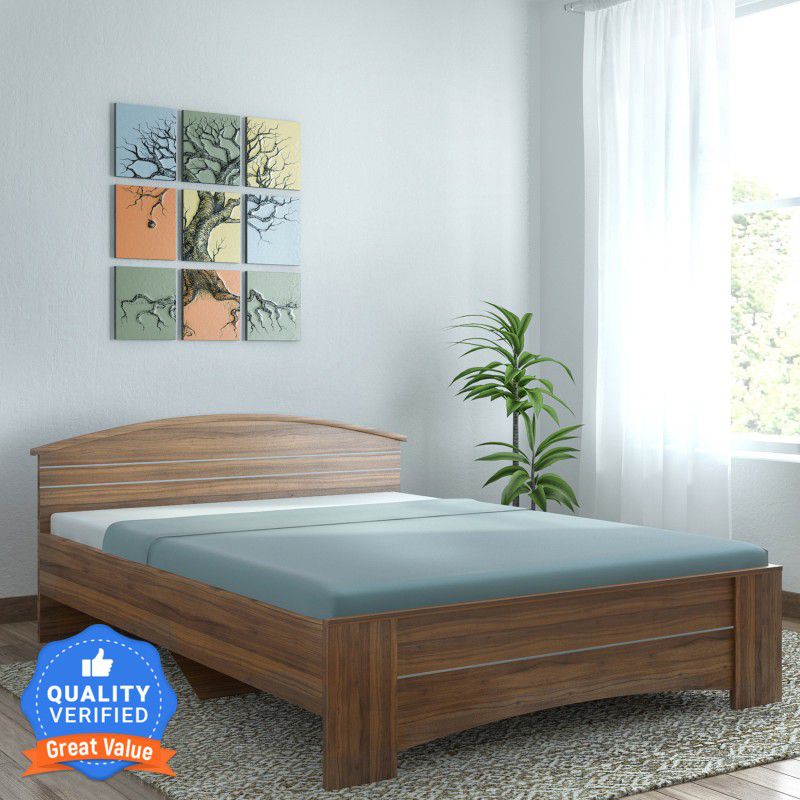SPACEWOOD Engineered Wood Queen Bed  (Finish Color - Natural Teak, Delivery Condition - Knock Down)