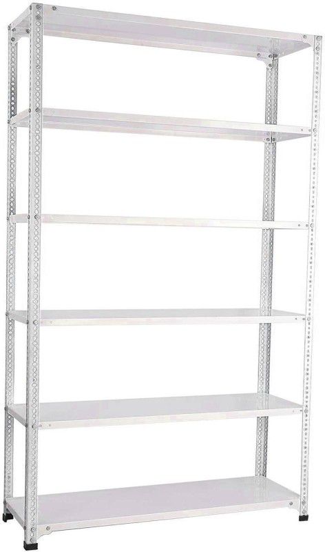 Spacious Slotted Angle Rack CRC Sheet 6 Shelves Multipurpose High Grade Powder Coating Storage Racks - Color: White | Dimensions: (Size_12X36X47