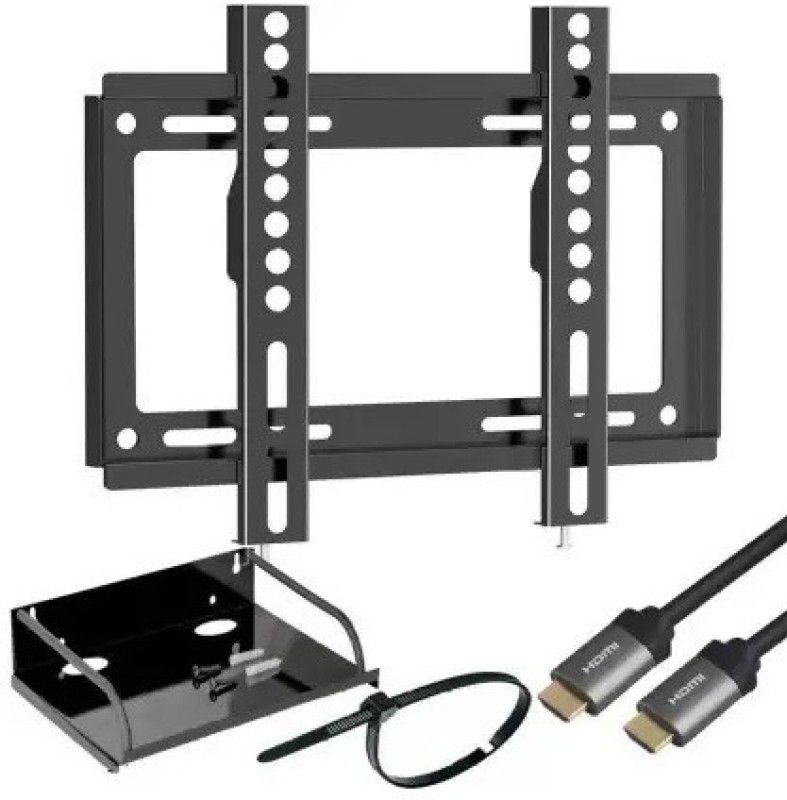 Sauran 14 inch to 42 inch TV mount with Setup box stand and HDMI cable Fixed TV Mount
