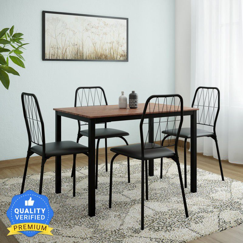 @Home by nilkamal Danish Engineered Wood 4 Seater Dining Set  (Finish Color -Chocolate, Knock Down)