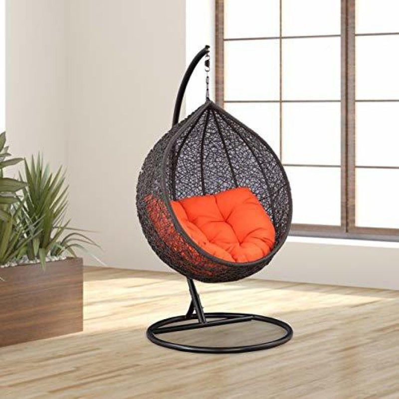 SPYDER HOME DECORE Single Seater Swing chair With Stand And Cushion For Adult Iron Hammock  (Orange, Maroon, DIY(Do-It-Yourself))