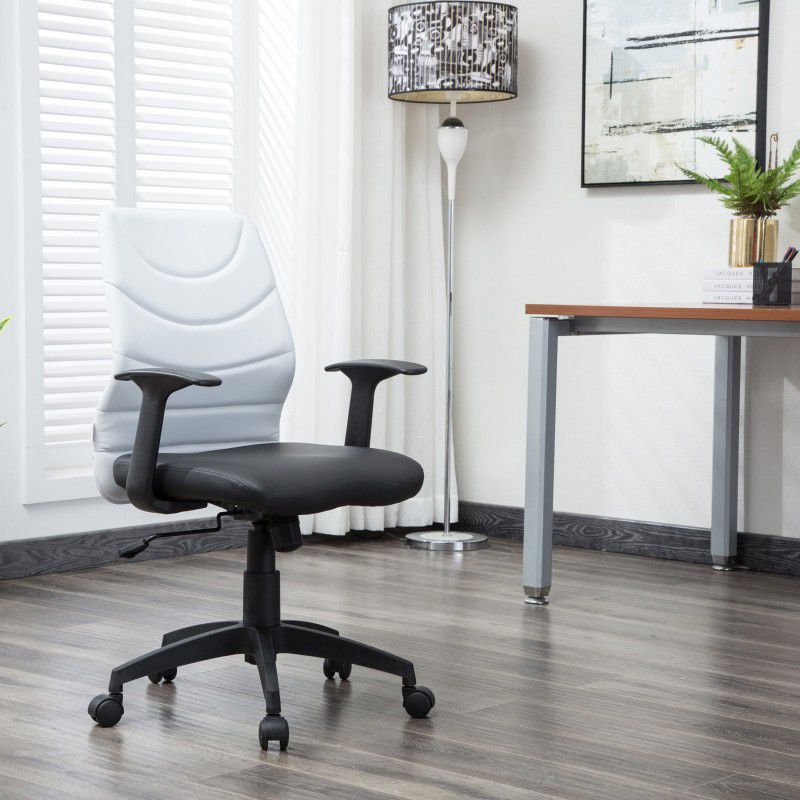 Flipkart Perfect Homes Warren Leatherette Office Arm Chair  (White, Knock Down)