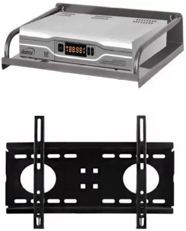 Sauran Combo of Steel Set Top Box Stand (Metal Body) with Universal 32 to 45 inch Fixed TV Mount