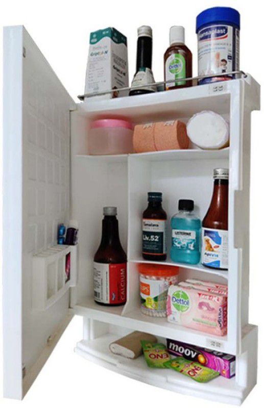 URBAN CHOICE Rack Shelves, Mirror, Fully Recessed Medicine Cabinet  (Rectangle)