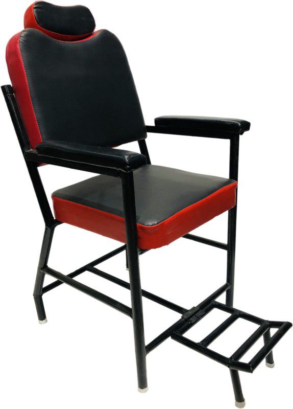 RATISON Beauty Parlor Chair Salon Barber Cutting Beauty Parlor Chair Made of Iron Frame, Without Push Back System and Cushioned Back Seat (Red Black) Already Assembled Massage Chair