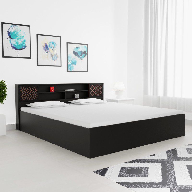 Barewether Flora Engineered Wood King Box Bed  (Finish Color - Wenge, Delivery Condition - Knock Down)