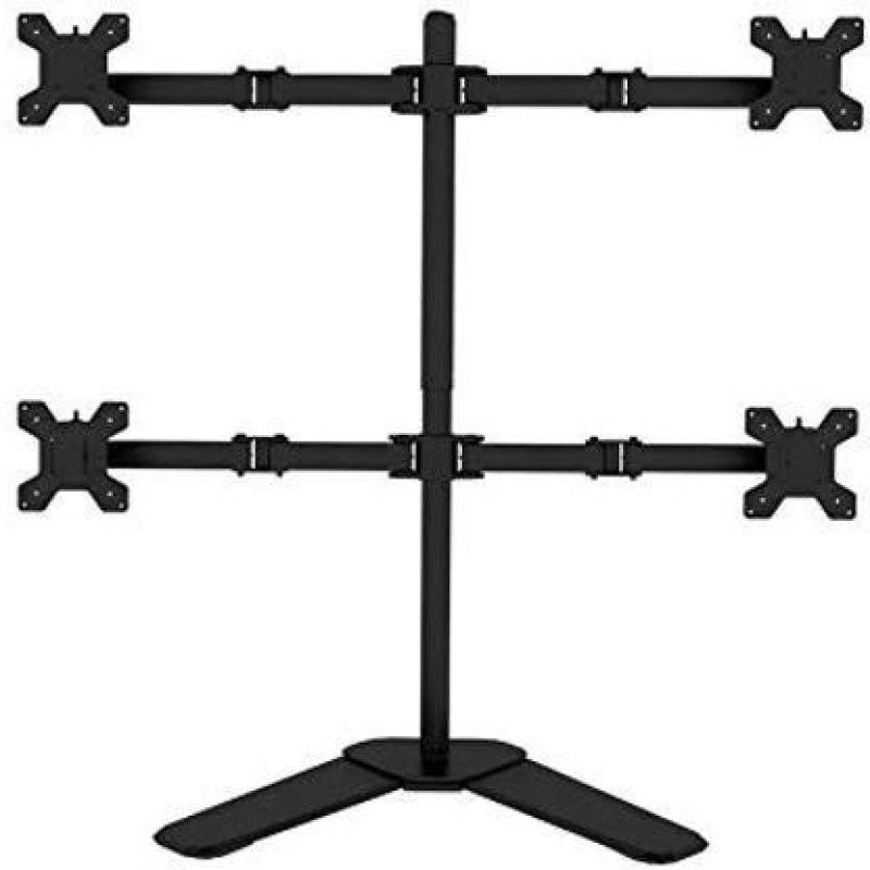 DazzelOn Quad 4 LCD LED Monitor TV Mount Stand Free Standing Holds Displays (13''-27'') | Height Adjustable | Gaming | Trading | Video Editing | Surveillance Full Motion TV Mount