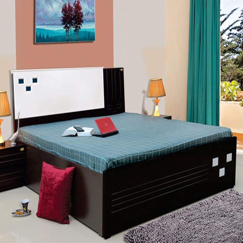 ELTOP FILL WHITE Double Bed For Home Bedroom Decorative Furniture Engineered Wood Queen Hydraulic Bed  (Finish Color - Brown, Delivery Condition - Knock Down)