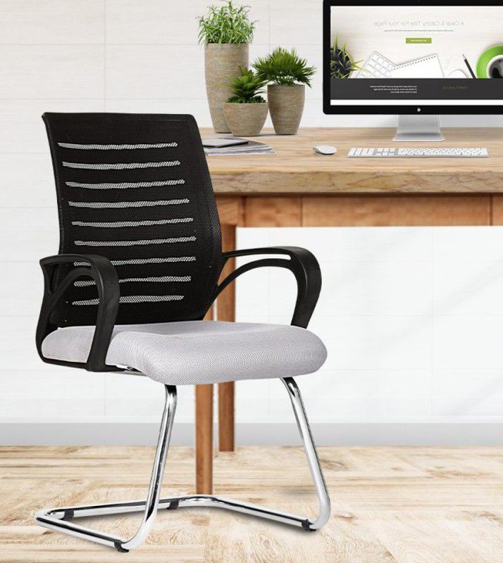 Da URBAN Tulip Grey Mesh Mid Back | Ergonomic | Heavy Duty Frame | Study Chair | Mesh Office Visitor Chair  (Grey, DIY(Do-It-Yourself))