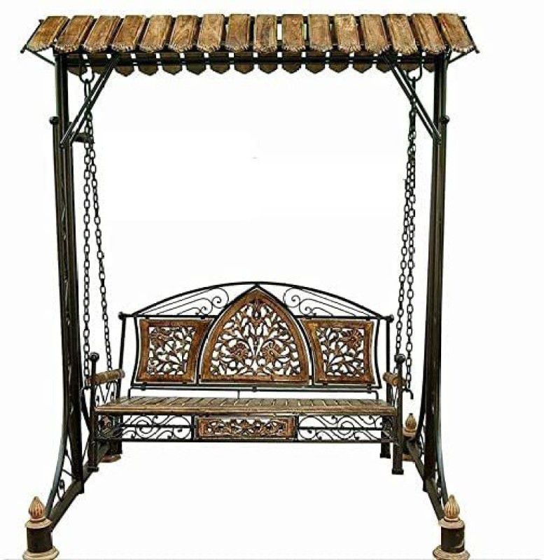 Soul Light Art Wooden Wrought Iron Swing Jhula Perfect for Balcony and Garden Iron, Wooden Large Swing  (Brown, Black, DIY(Do-It-Yourself))