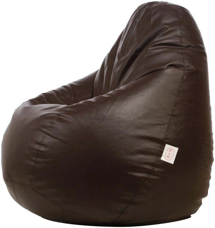 P&G Leatherette XXL Teardrop Kid Bean Bag  (Foam Filling, Color - Brown, Pre-assembled)
