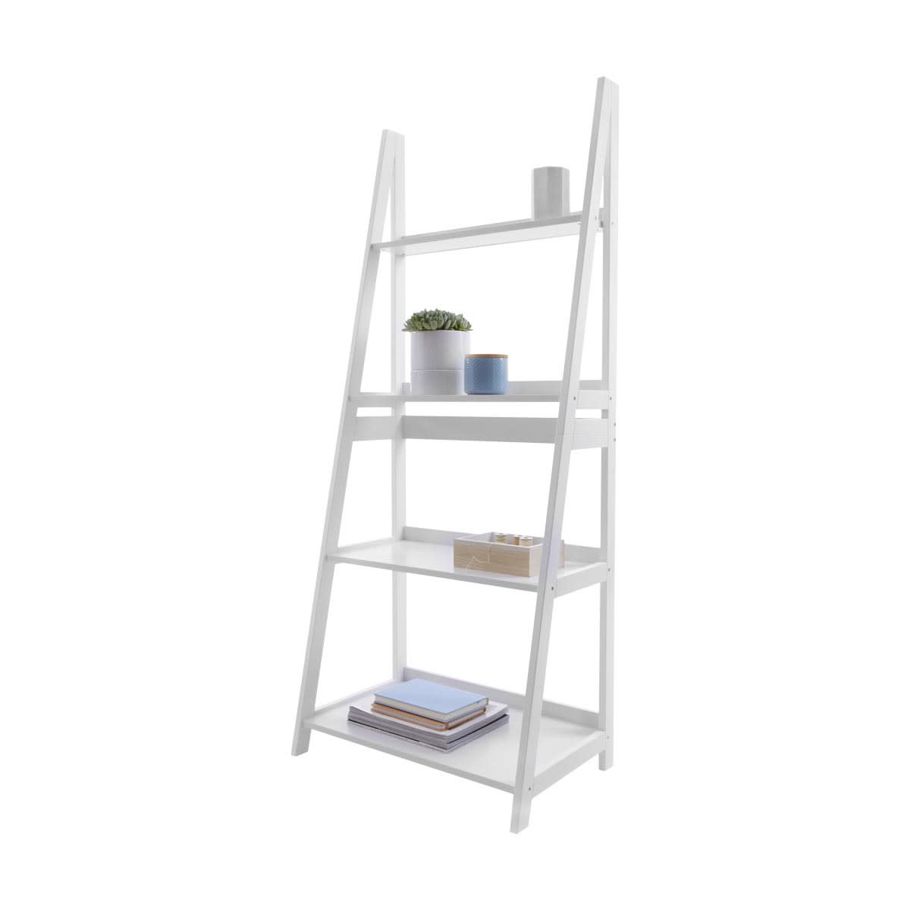 4 Tier Ladder Shelf White