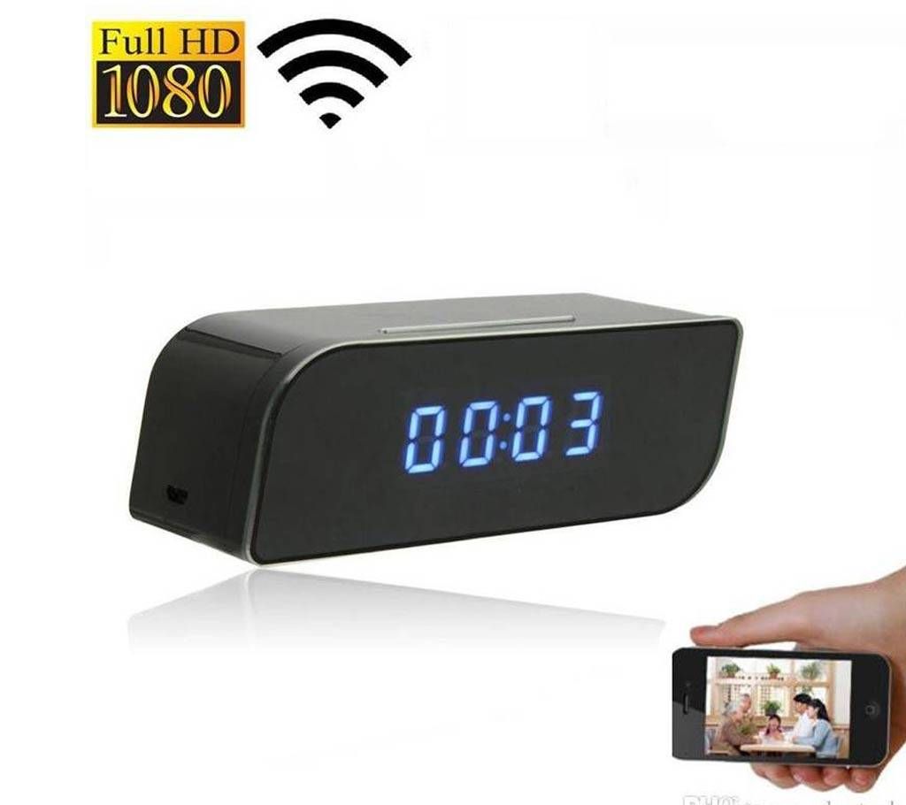 WIFI/ IP HD Table Clock Camera - Black
