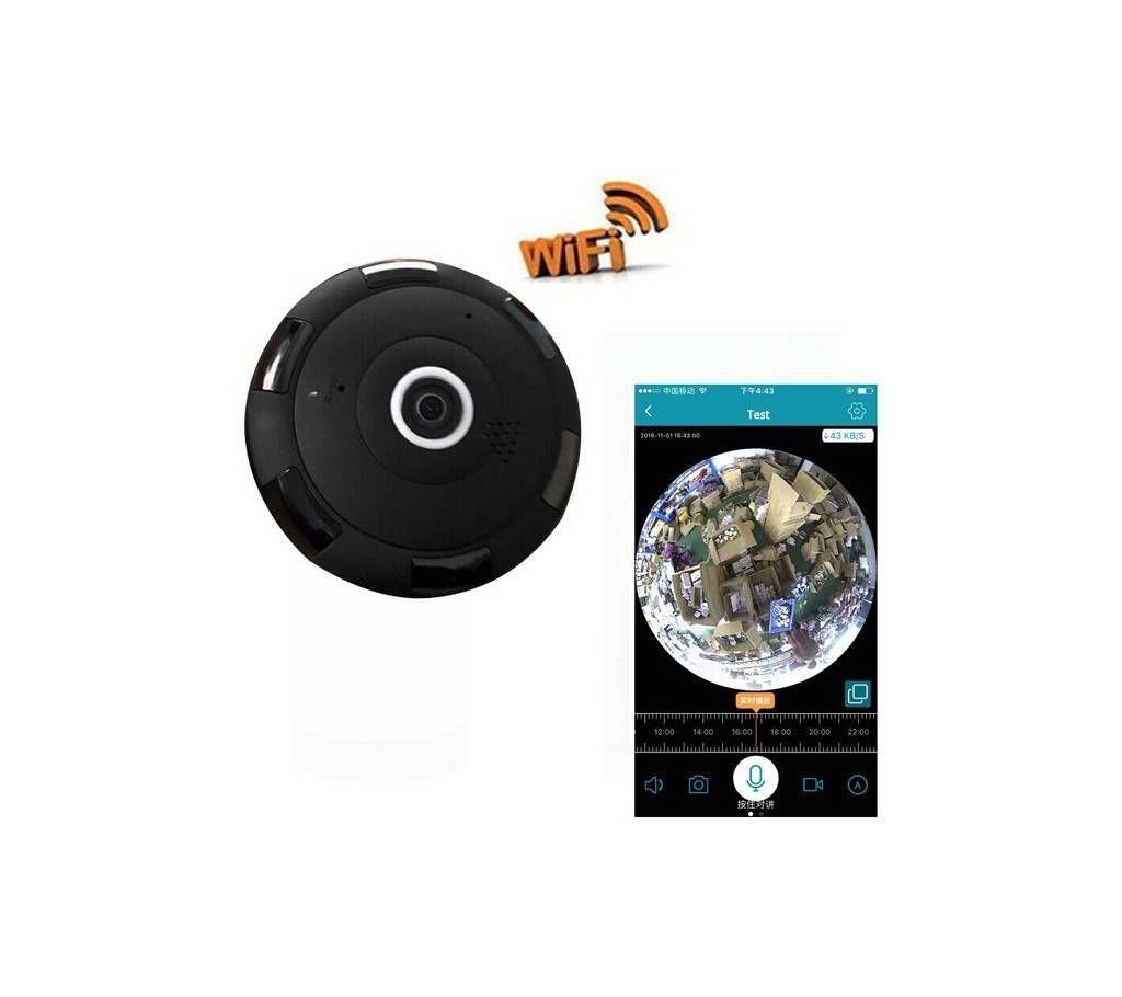 Panoramic Wifi IP P2P Night Vision Camera 360 Degree - Black