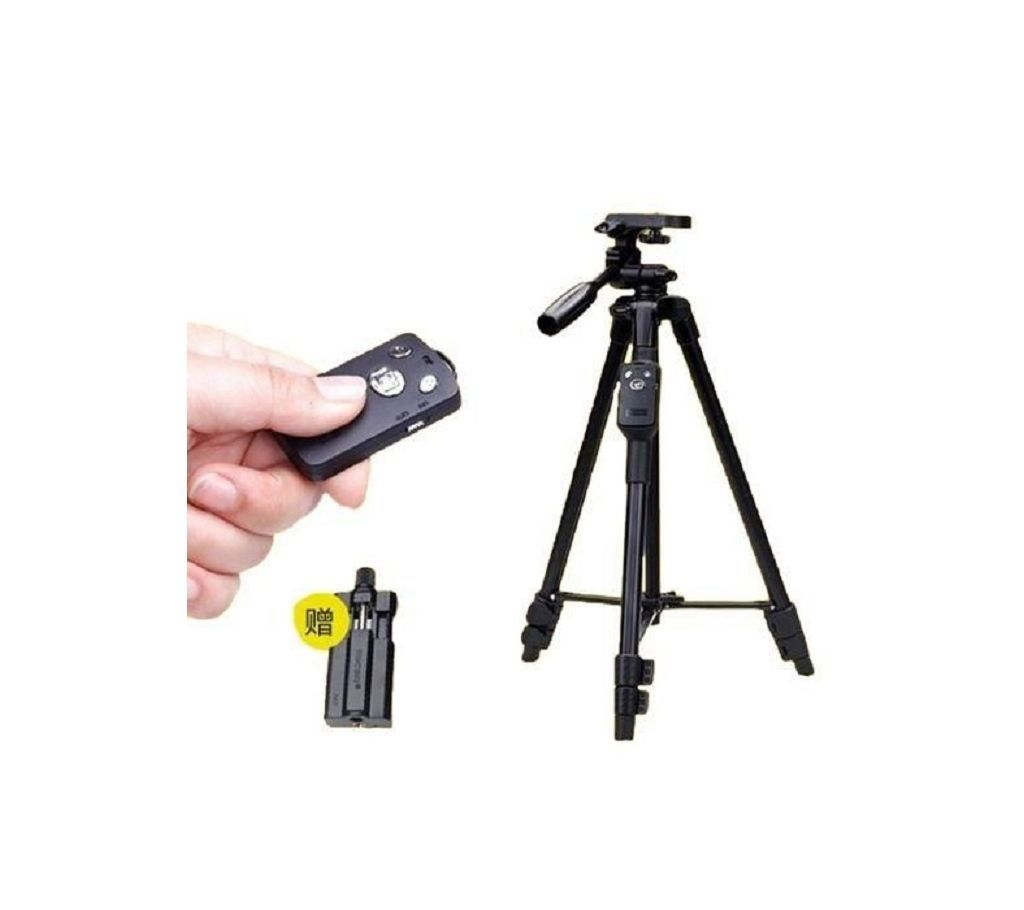 5208 Aluminum Lightweight Camera Stand with Bluetooth Remote Control - Black - WLB