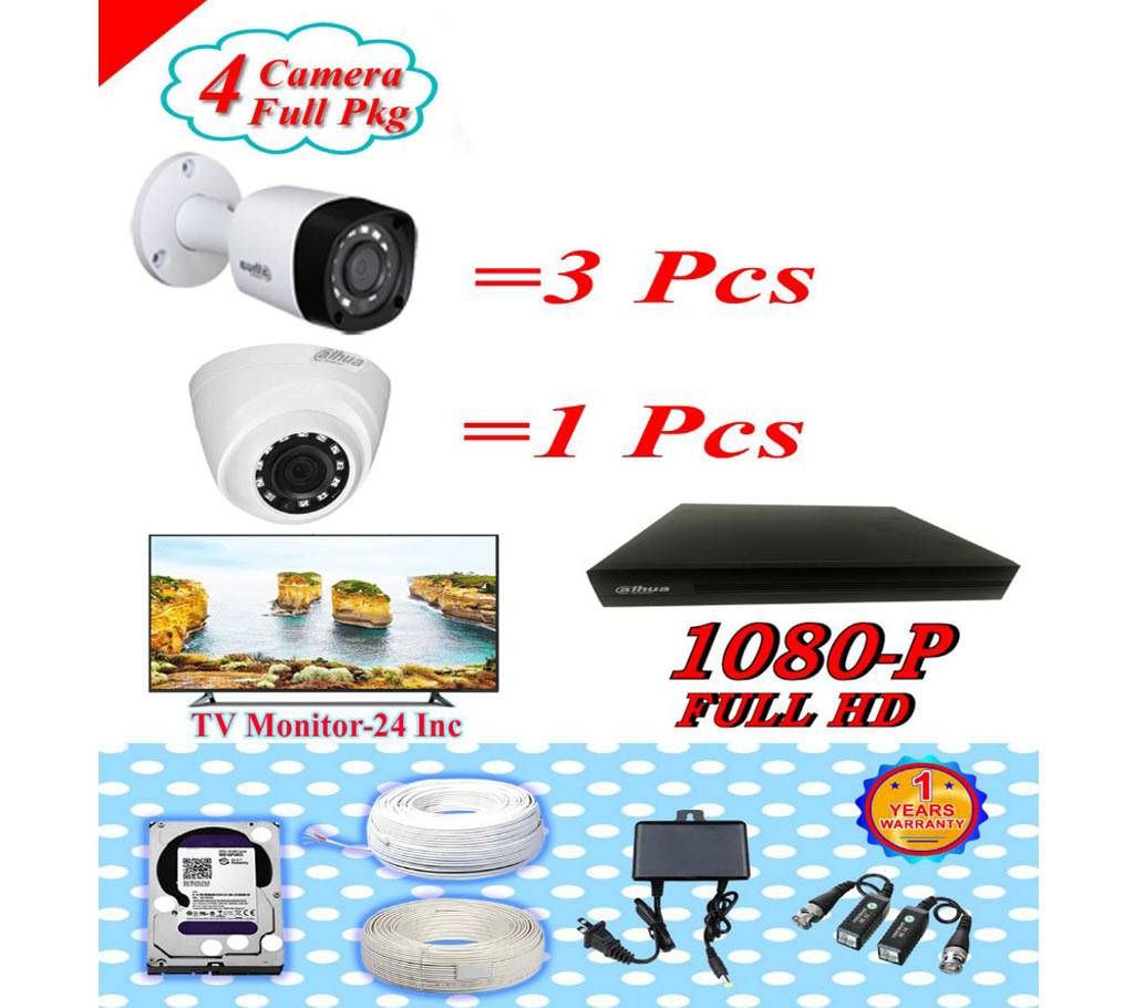 DAHUA 4 CC CAMERA PAKAGE + TV LED MONITOR 24 inch PKGDA-105