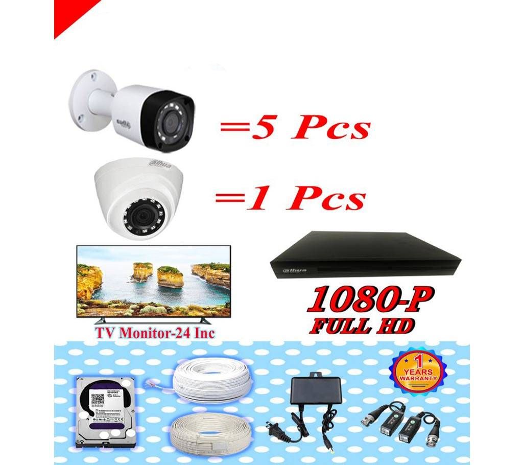 DAHUA 6 CC CAMERA PAKAGE +TV MONITOR 24 inch PKGDAH-108