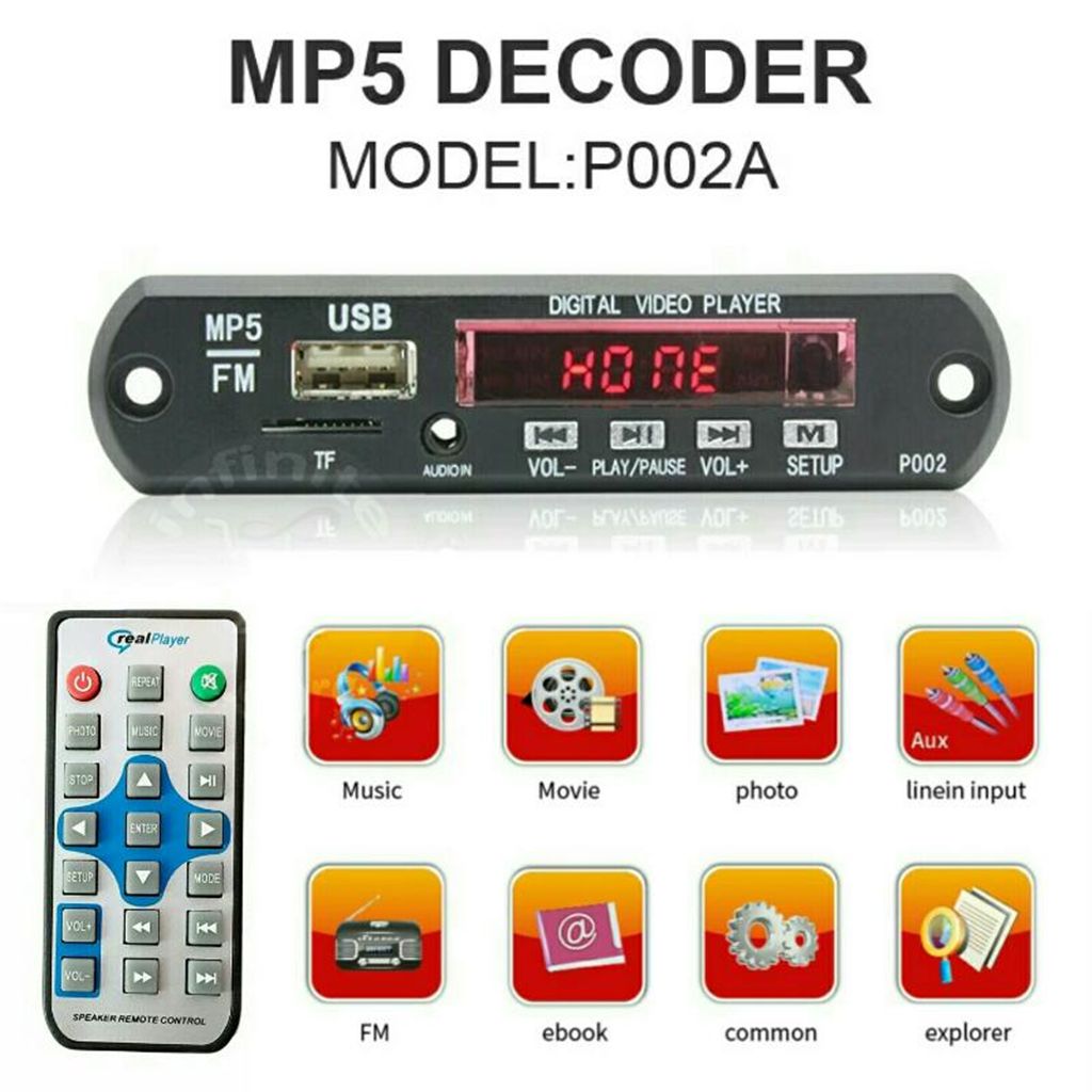 MP5 Player Audio Video Player Module With IR Remote Control Support FM TF Card And USB 5V Video Card