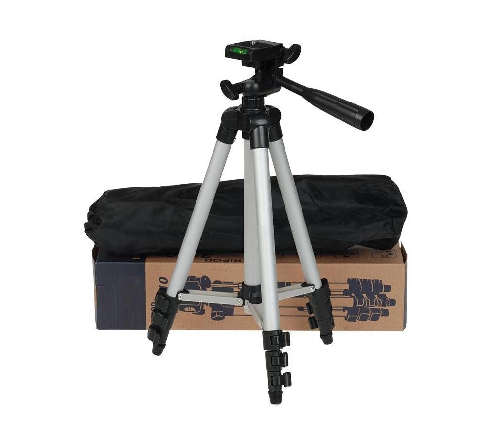 3110 Aluminum Alloy Tripod For Camera and Mobile - Black and Silver