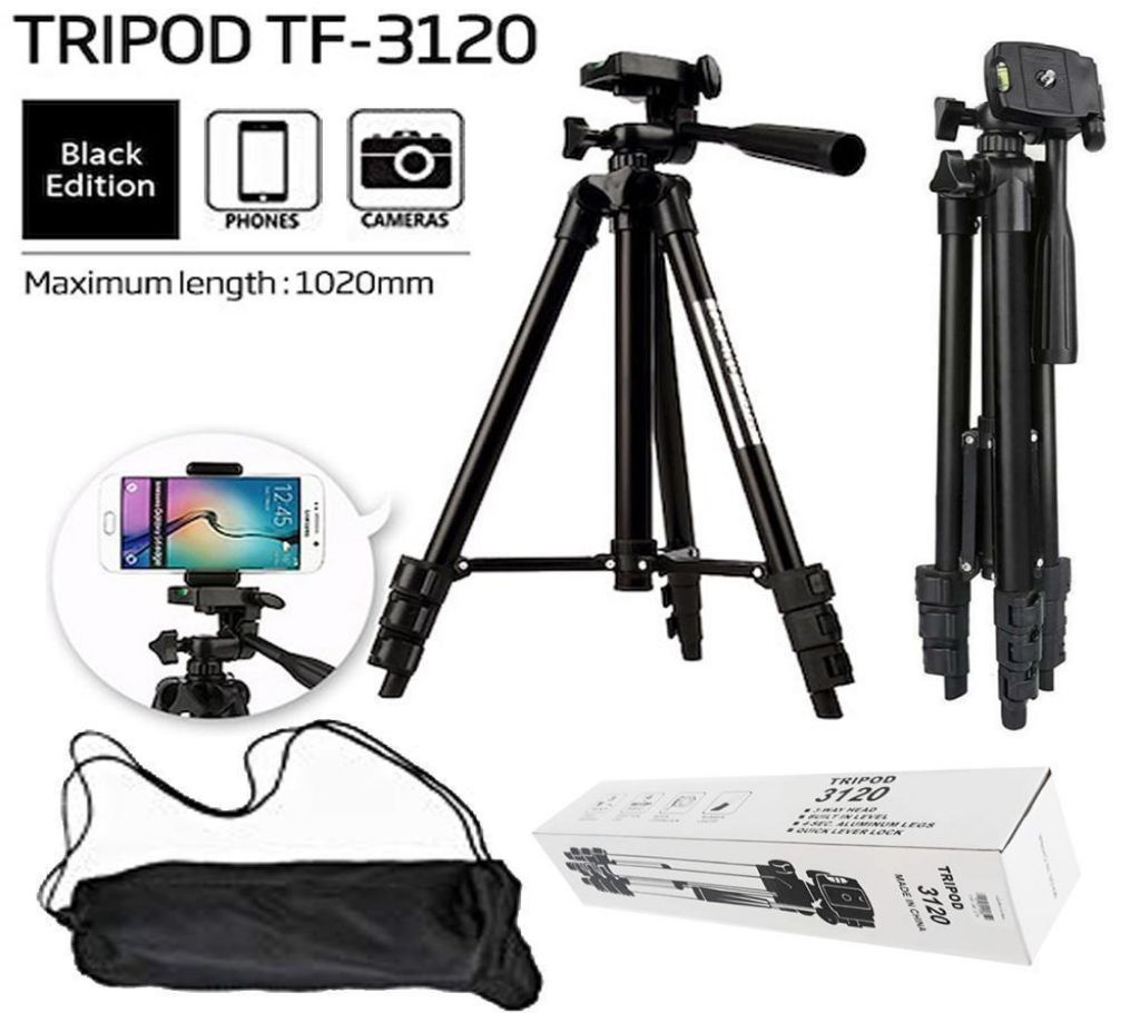 Tripod 3120 Camera Stand with Phone Holder Clip - 1Pcs