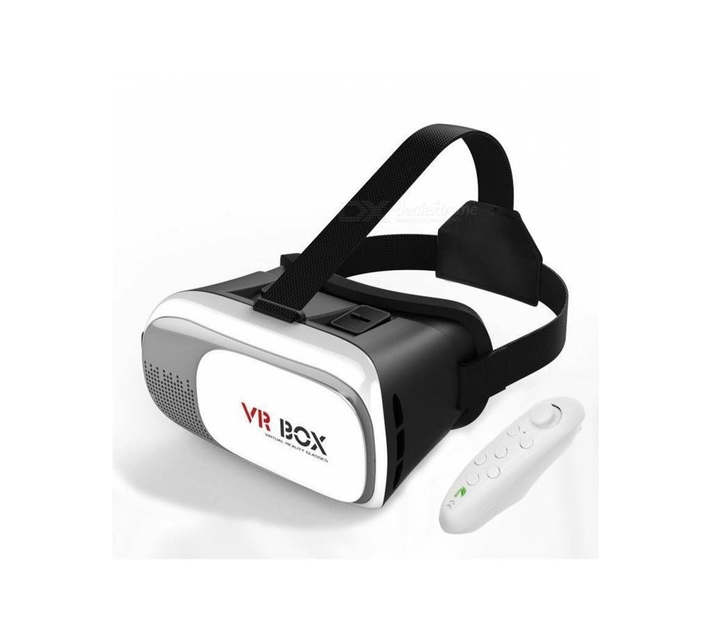 3D Glasses VR BOX With Remote Controller - Black and White