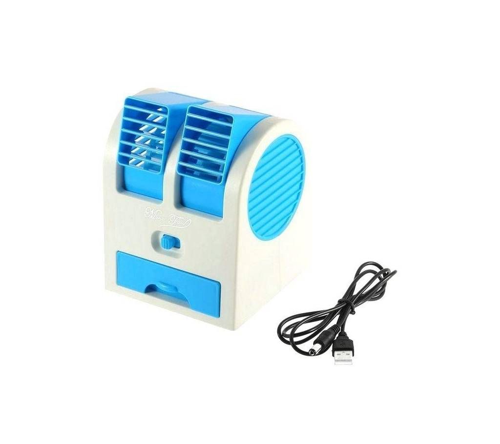 USB Mini Cooling Portable Fan - White and Blue