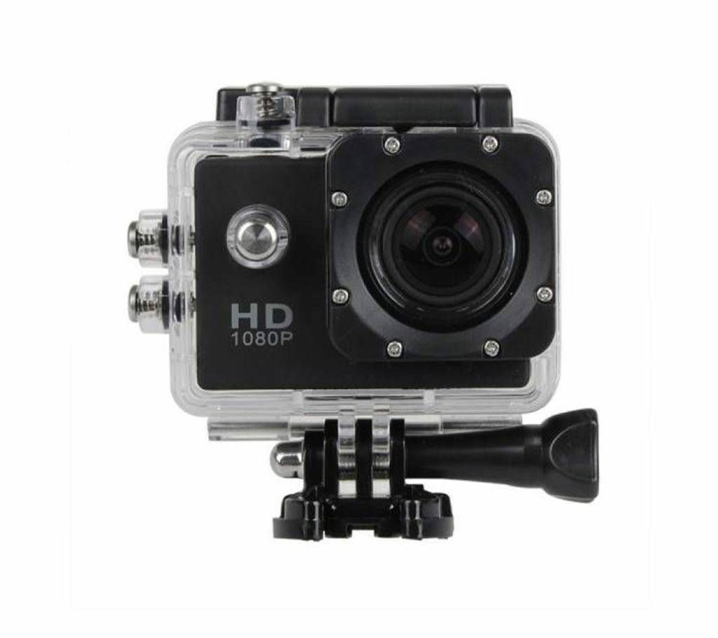 Full HD 1080P Sports Action Waterproof Camera 12MP - Black