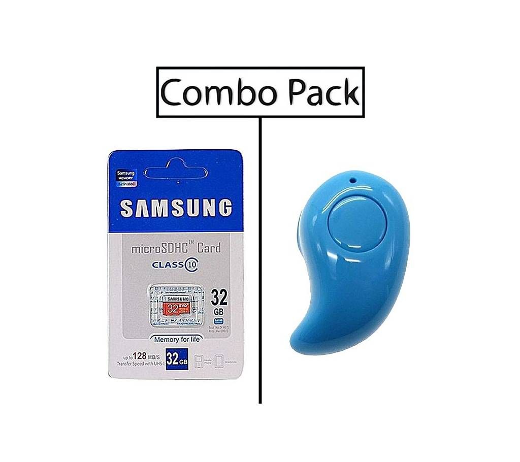 Combo of 32GB Class 10 Micro SDHC Memory Card and S530 Mini Bluetooth Earphone
