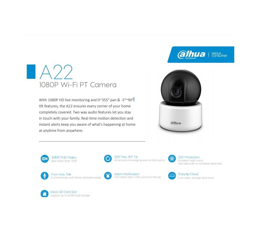 DAHUA A22 1080 Wi-Fi PT Camera