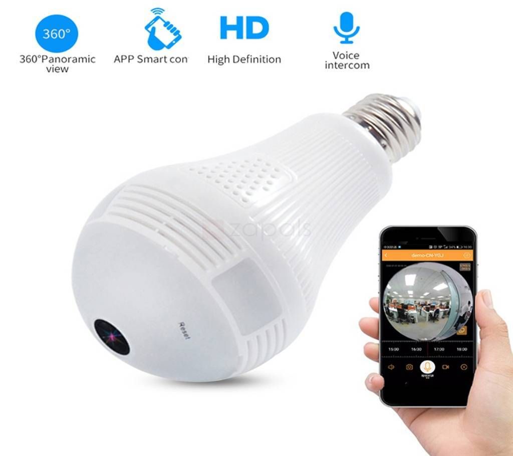 Spy WiFi P2P 360 Degree 3D Panoramic VR Bulb Camera
