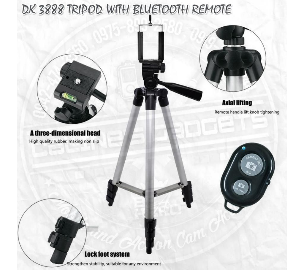 DK 3888 Foldable Portable Tripod Stand For Camera And Mobile With Bluetooth Control