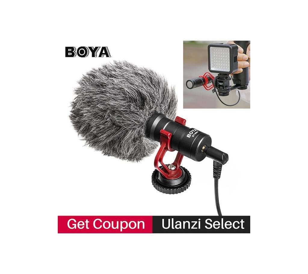 Boya by-MM1 by Shotgun Video Microphone Universal Compact On-Camera Mini Recording Mic Directional Condenser for iPhone Android Smartphone Mac Tablet DSLR Camcorder, Black