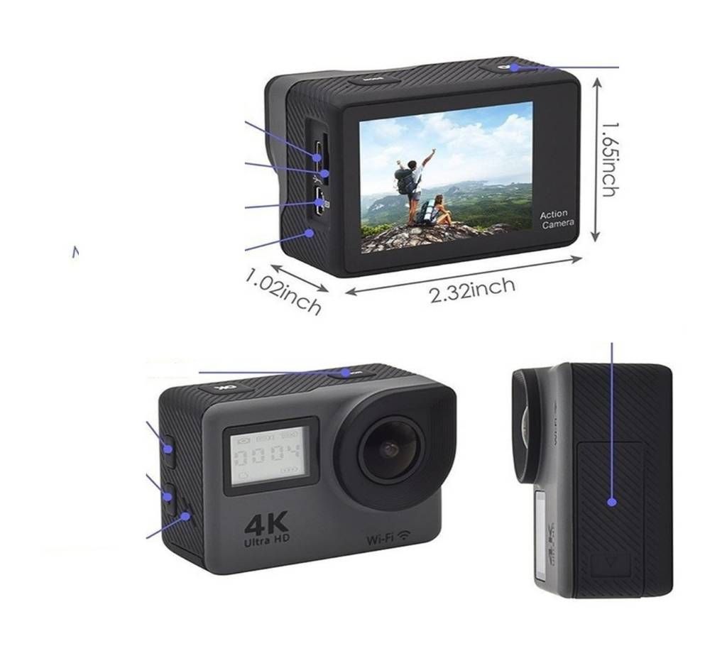 Action Camera 4K Waterproof Sports Camera With Remote Control DVR Cam
