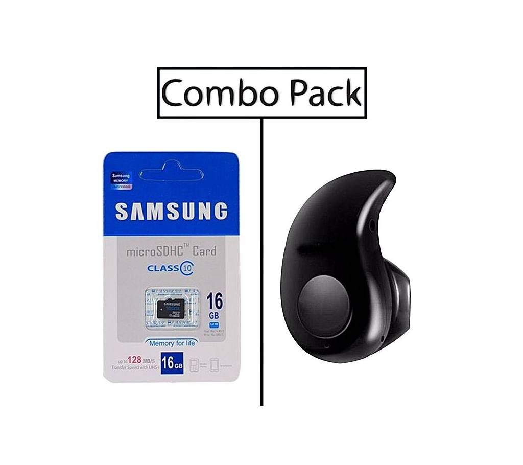 Combo of 16GB Micro SDHC Class 10 Memory Card and S530 Mini Bluetooth Earphone