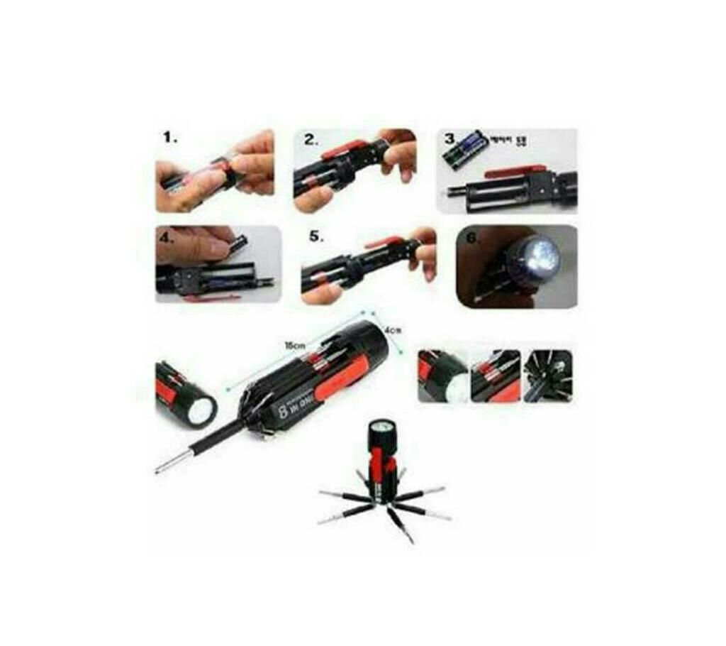 8 in 1 screwdriver set with trouch light