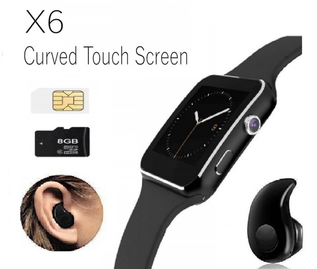 X6 curved display smart watch with bluetooth headset