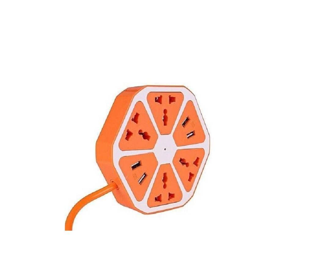4 USB and Four Socket Multiplug - Orange