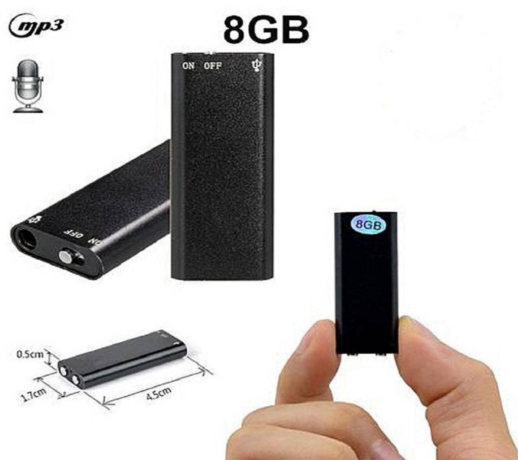 Mini Digital Voice Recorder 8GB With MP3 Player