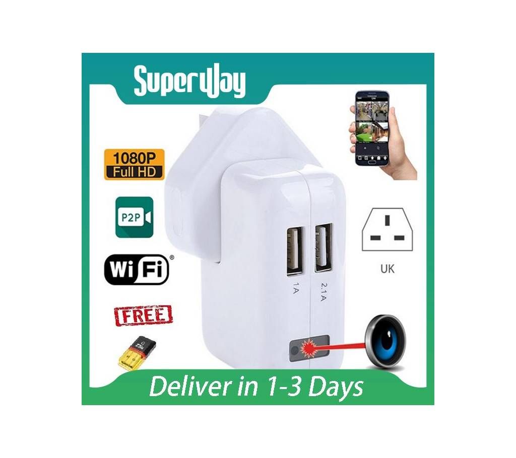 Spy Cam Wifi IP Camera USB Power Adapter 1080HD Hidden Lens Wirele