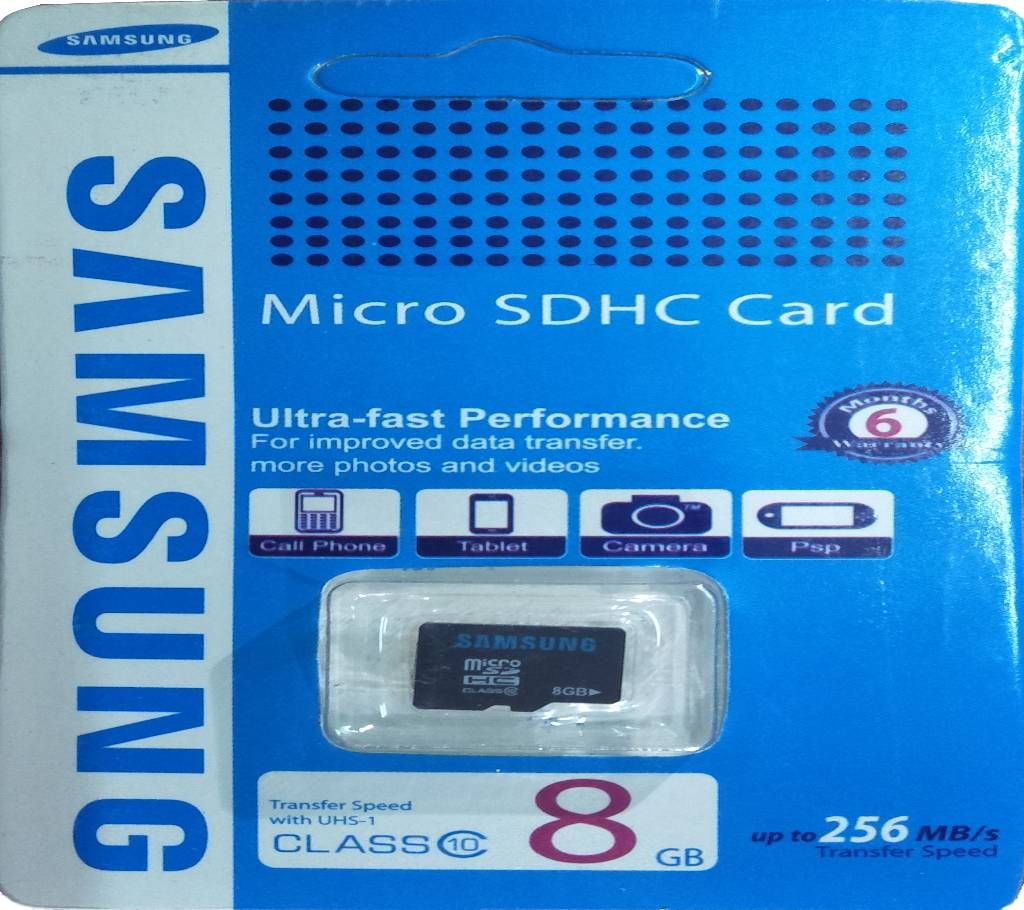 Micro SDHC Class-10 Memory Card 8GB - Black