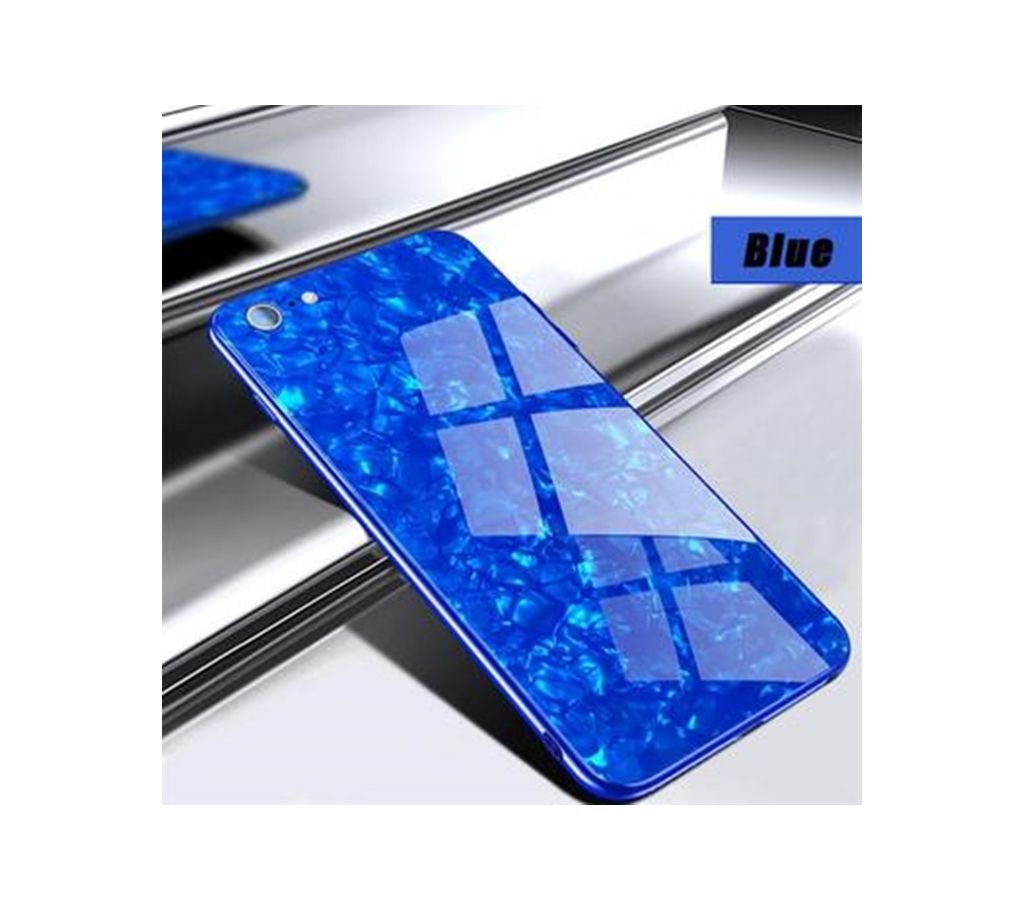 Luxury Bling Conch Shell Sparkling Tempered Glass Case For IPhone 7/8-Blue