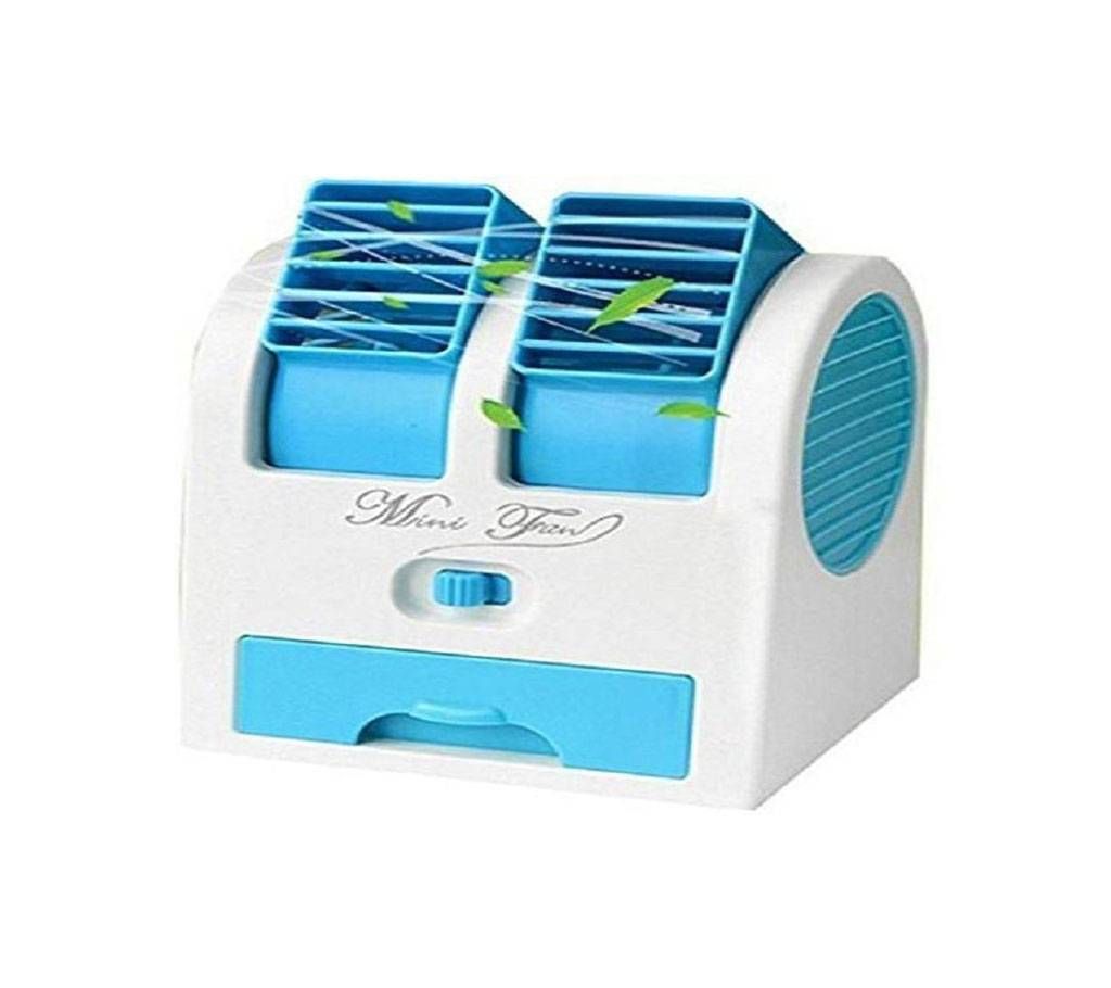 USB Mini Fan Air Cooler - White and Blue
