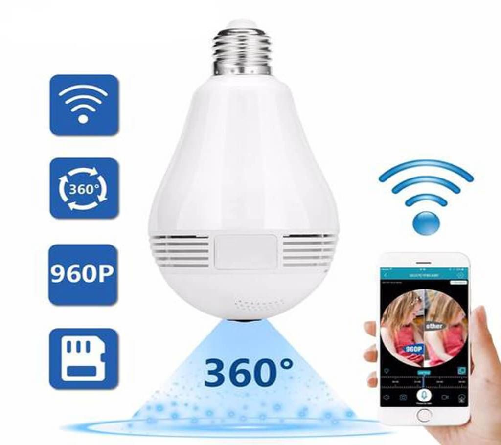 Panoramic 360 Degree Bulb Spy Camera Wifi Wireless