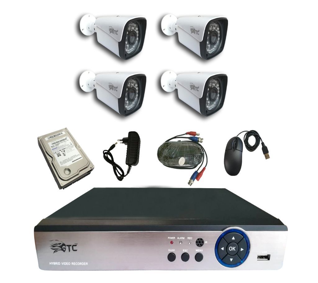 GTC 4 Channel AHD E-770H15 CCTV System (full Package) with Hard Disk.