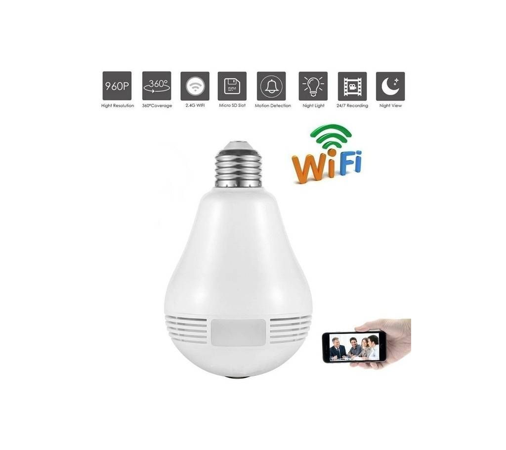 bulb camera 360 degrees ip camera HD VR 3D V380 software Fisheye Panoramic