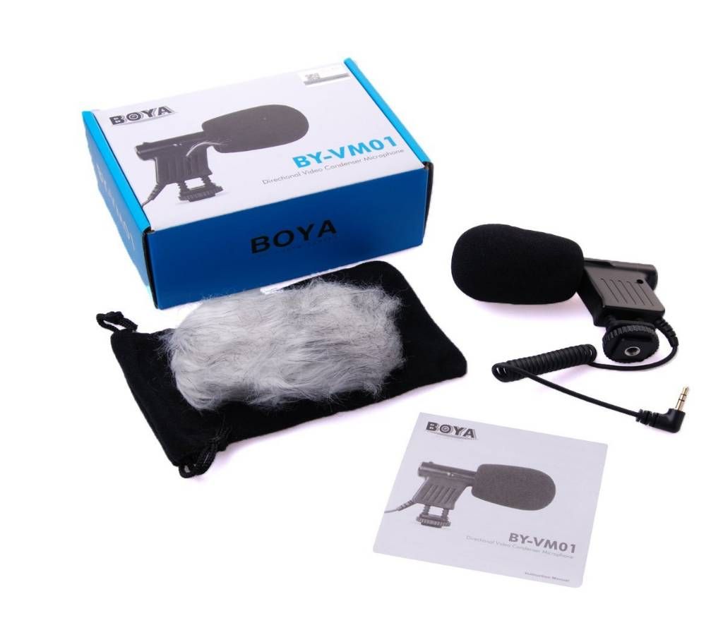 Boya BY-VM01 Professional Video & Broadcast Directional Condenser Microphone for all types of DSLR Camcorder DV with Windshield